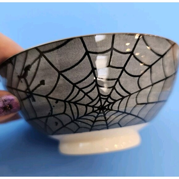 Prima Design Skull Spiderweb Bowl Halloween Spider Web Ceramic Dessert Soup Dish - Picture 6 of 7
